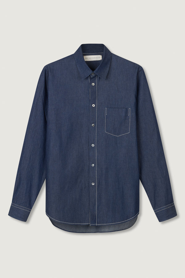 Chris Shirt Denim White Stitch