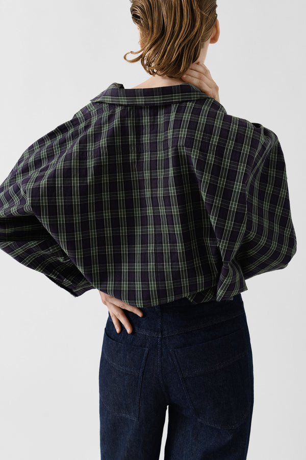 Nana Shirt Purple Cotton Check