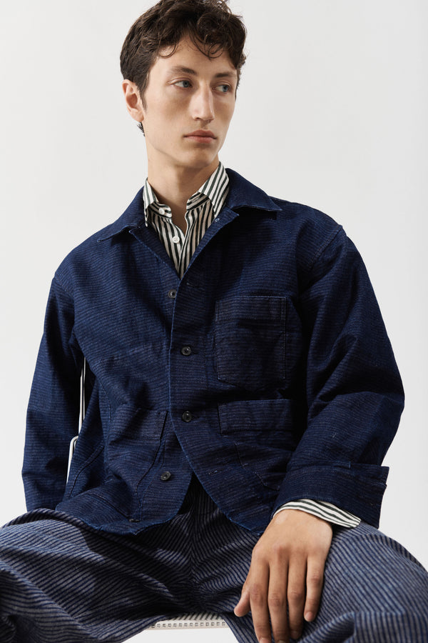Dale Jacket Denim Block Print