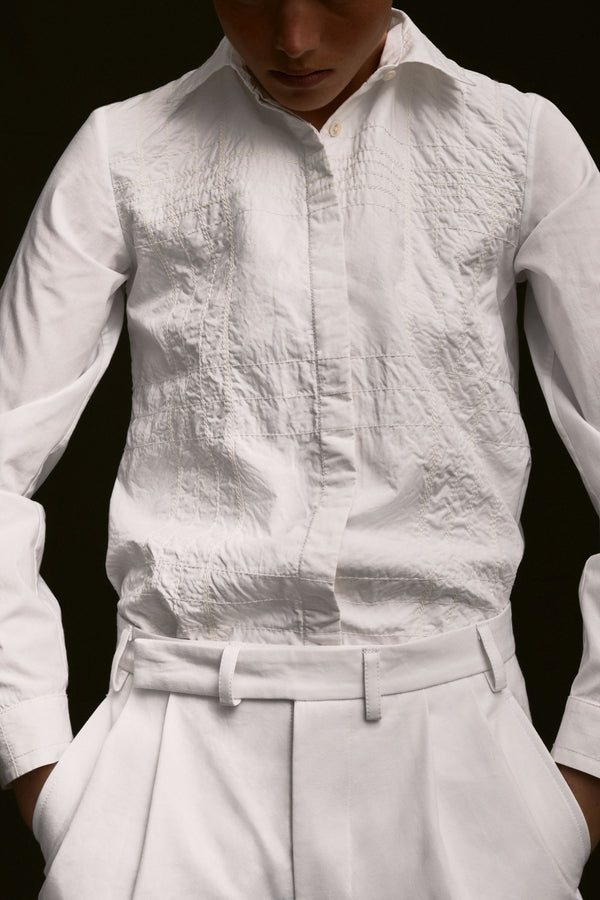 Caroline Shirt Quilt Check White