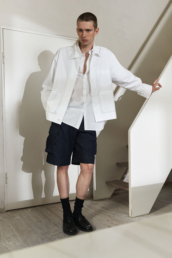 Theodor Shorts Denim Block Print Stripe