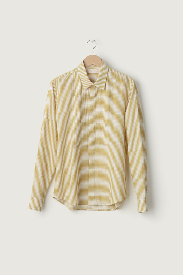 Cary Pleats Shirt Block Print Stripe