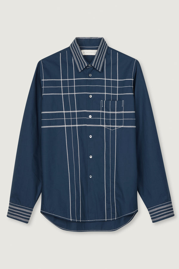 Chris Shirt Quilt Check Design Indigo