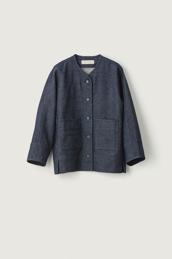 Dora Jacket Denim Stripe Block Print