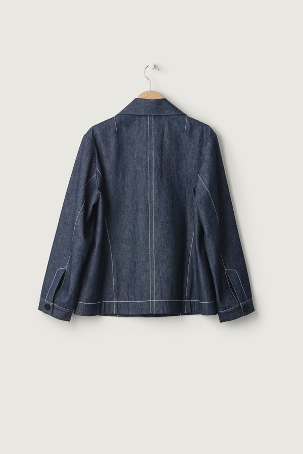 Elise Jacket Denim White Stitch