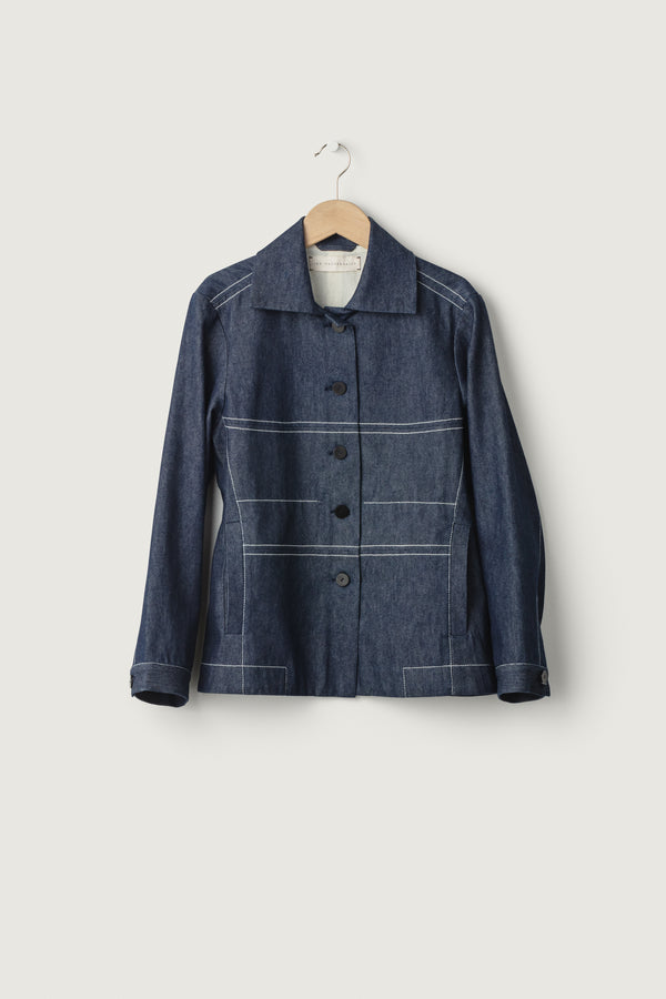 Elise Jacket Denim White Stitch
