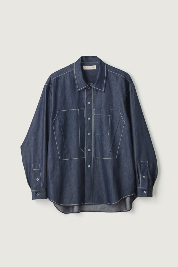 Ewan Shirt Denim no. 2 White Stitch