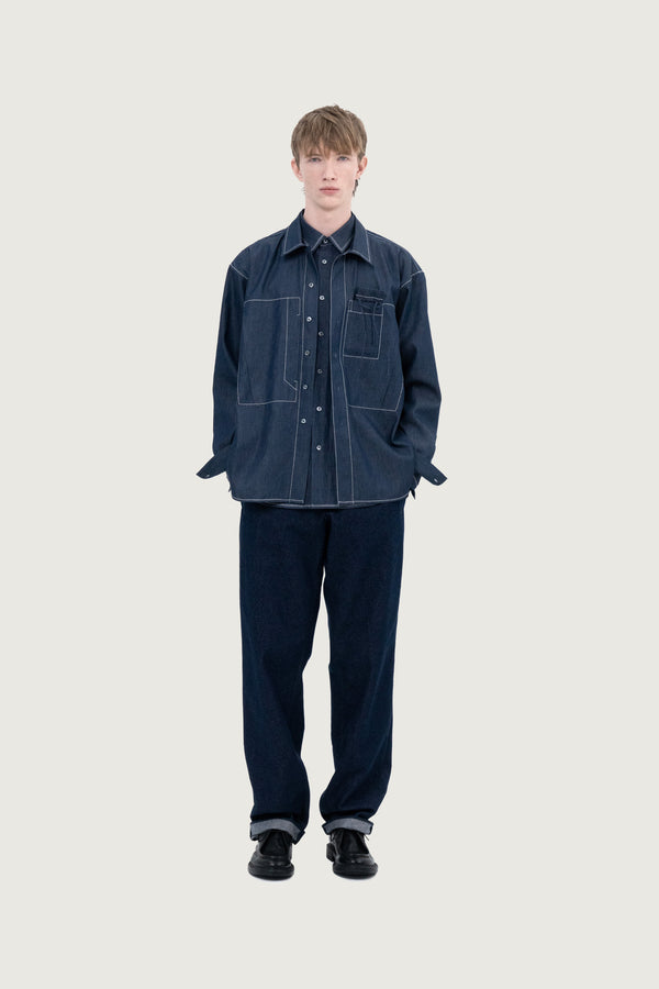 Ewan Shirt Denim no. 2 White Stitch