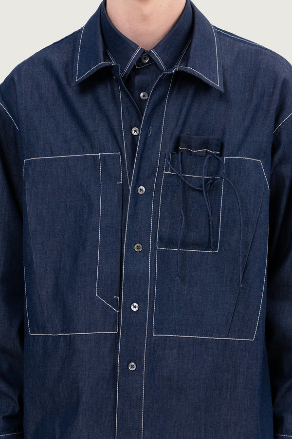 Ewan Shirt Denim no. 2 White Stitch