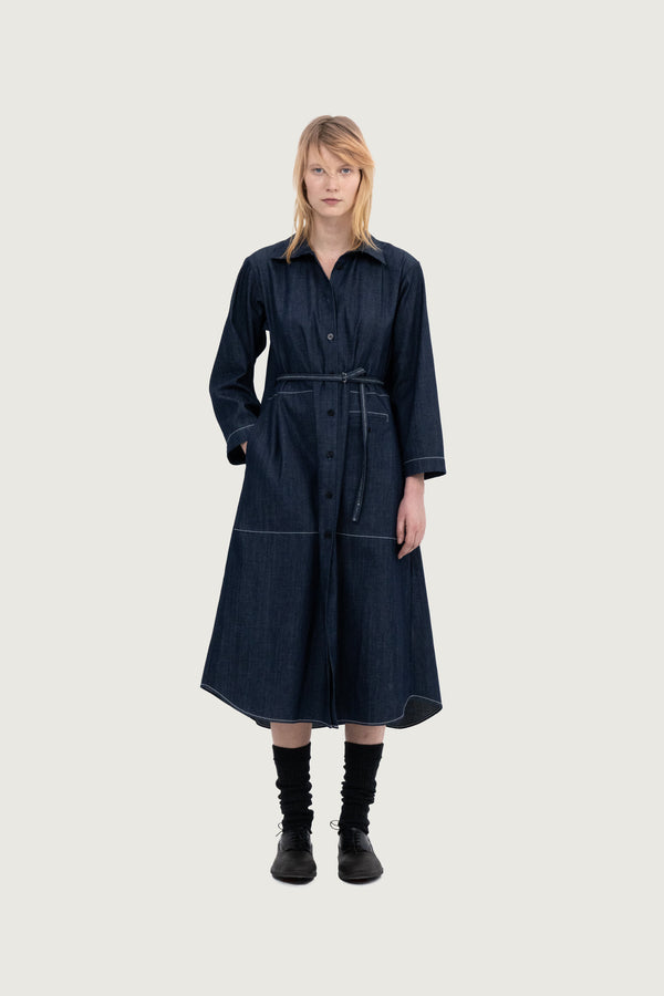 Giselle Dress Denim no.3 White Stitch