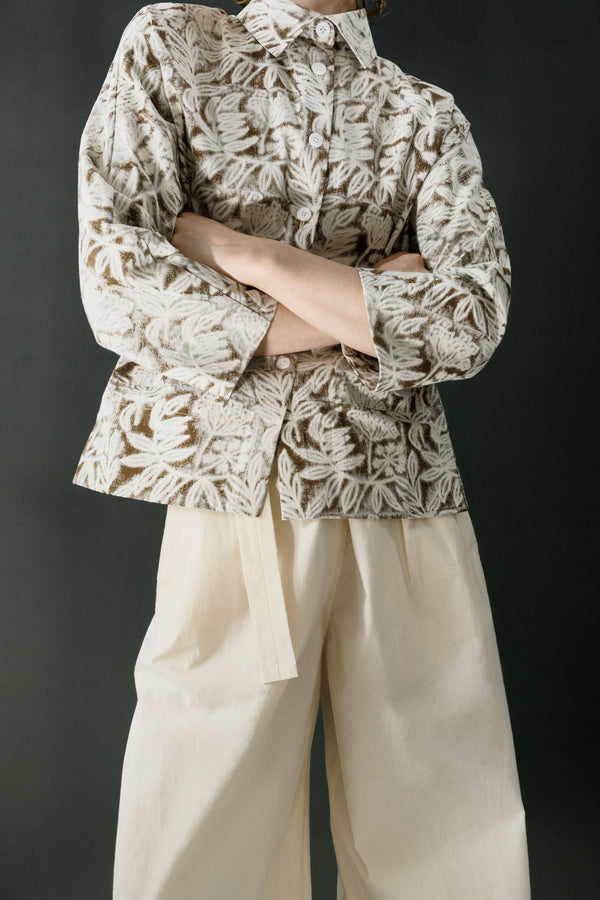 Thyme Shirt Jacket Floral Block Print