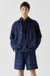 Chris Shirt Denim White Stitch