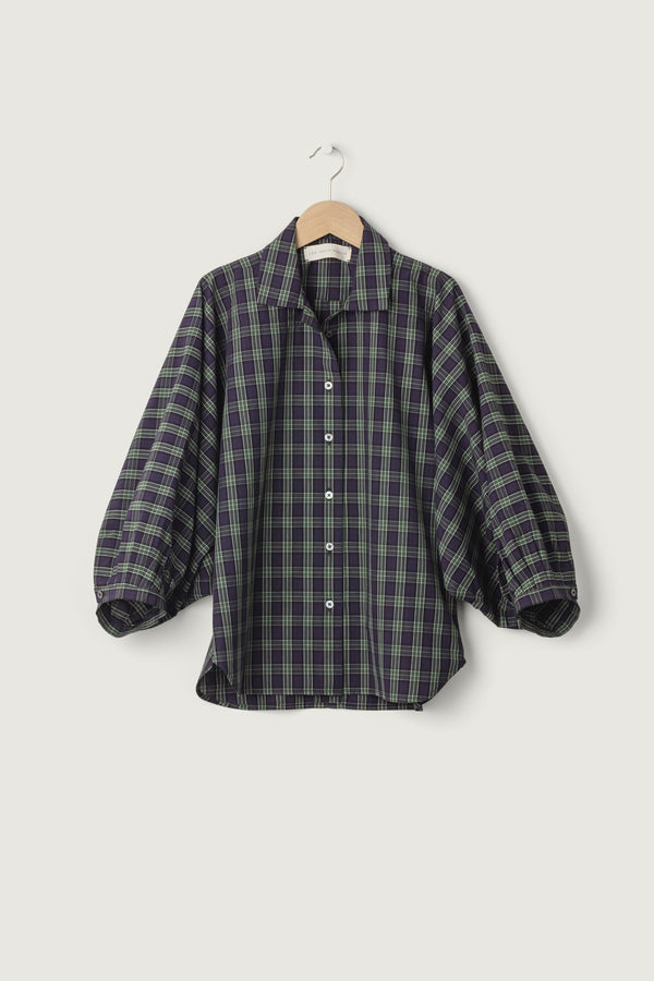 Nana Shirt Purple Cotton Check