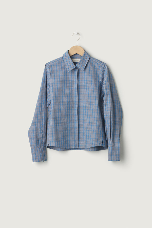 Sanne Shirt Steel Cotton Check