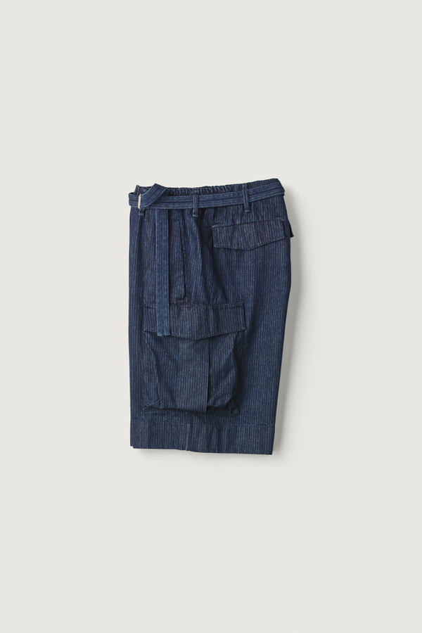 Theodor Shorts Denim Block Print Stripe