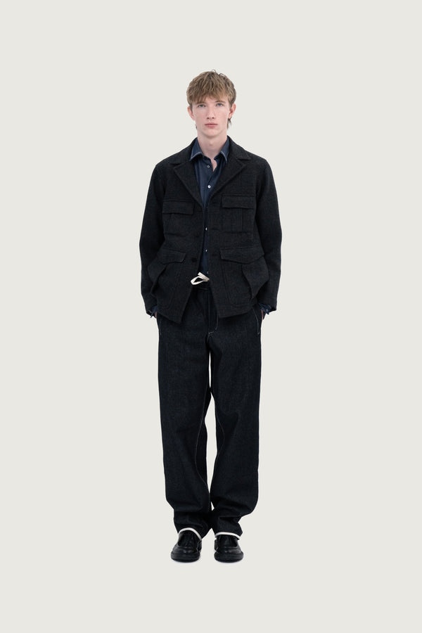 Thor Pants Black Denim White Stitch