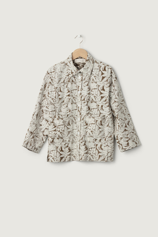 Thyme Shirt Jacket Floral Block Print